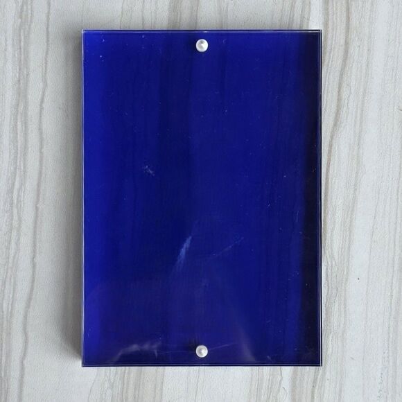 Clear & Blue Lucite Magnetic Block Photo Picture Frame 5" X 7" - Picture 1 of 11